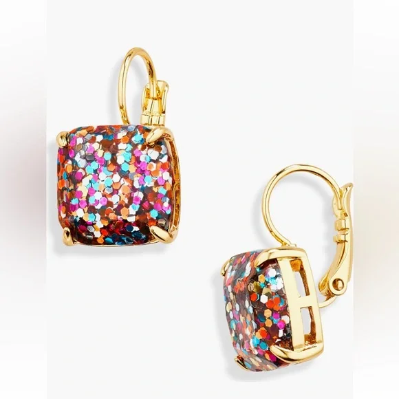 KATE SPADE NEW Glitter Small Square Level back earrings
