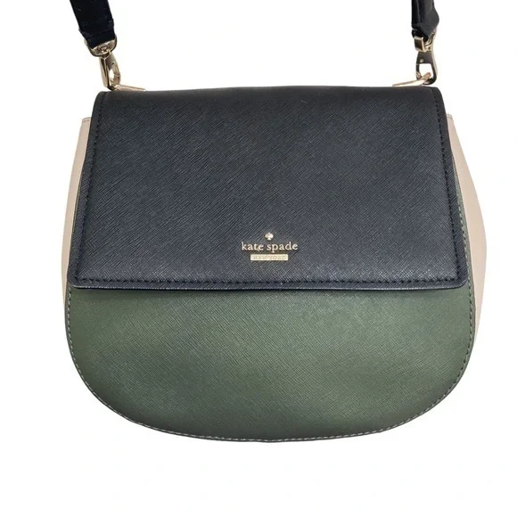 Kate spade rare colorblock crossbody messenger bag green black cream