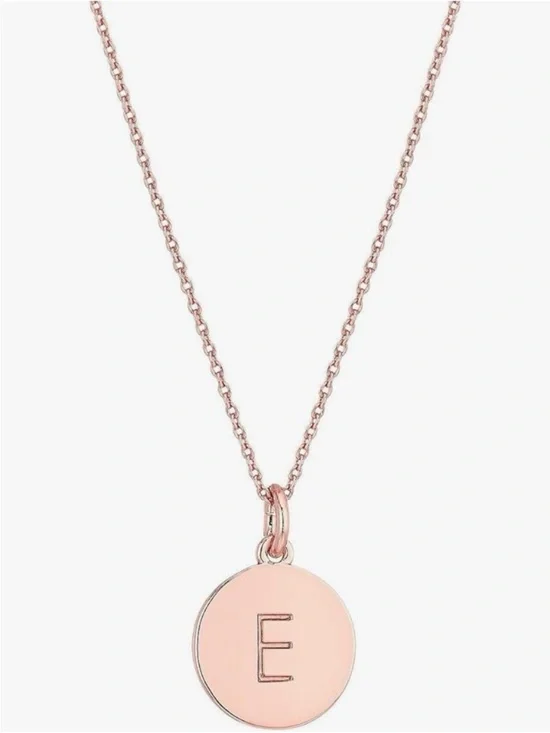 kate spade Rose Gold Initial E Disc Necklace