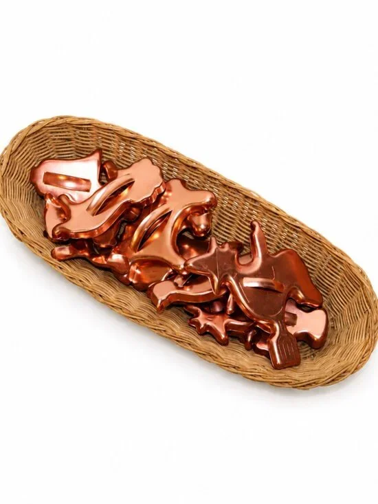 Vintage Copper Colored Aluminum Animal Cookie Cutter Set of 11