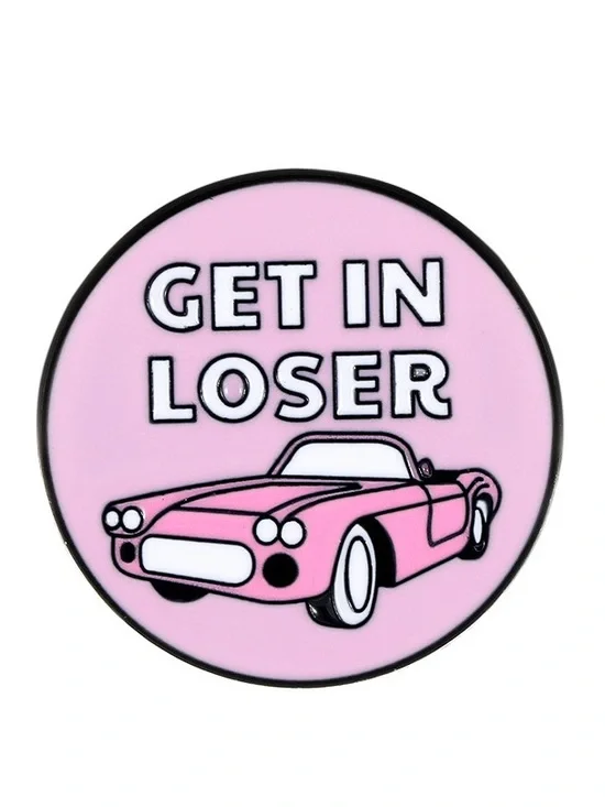 Pink Retro Convertible Enamel Pin – Funny Vintage Car Lapel Pin