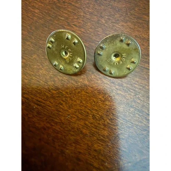 Hermes Authentic Brass Pin Backs Replacement Clutch Set of 2 Stamped Hardware