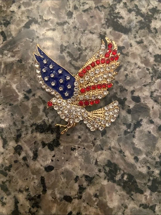 Patriotic American Flag Eagle Brooch