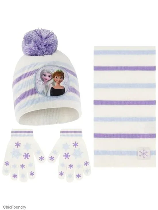 Kids Winter Hat Scarf Gloves Set - Sherpa Lined