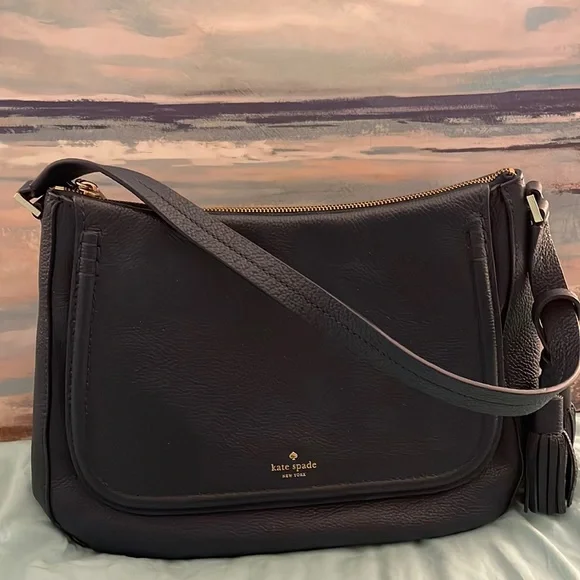 Kate Spade Orchard Street Treana Inkwell Navy Blue Shoulder Bag with Tassel