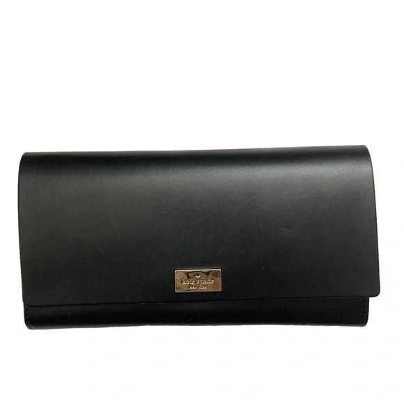 Kate Spade Pim Arbour Hill Leather Flap Wallet Black & Sweetheart Pink