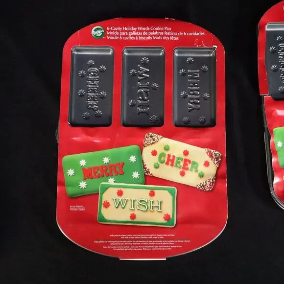 Wilton Cookie Bars Pan Set of 2 pans NEW 6 sections each Holiday Word