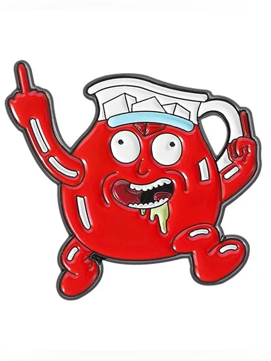 Funky Drink Man Enamel Pin – Funny Retro Beverage Cartoon Lapel Pin