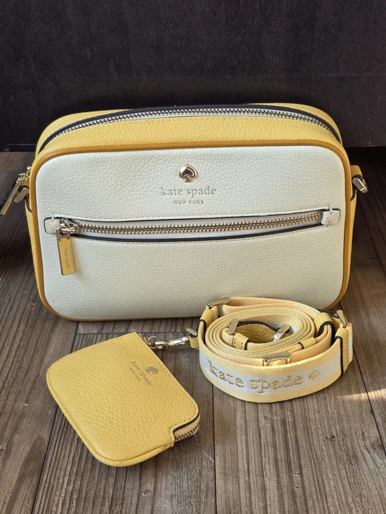 kate spade Emma Colorblock Pebbled Leather Large Crossbody Buttermilk Glaze Mult