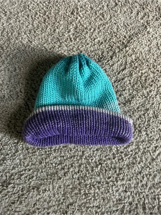 Reversible Teal and Purple Beanie - Cozy Winter Hat