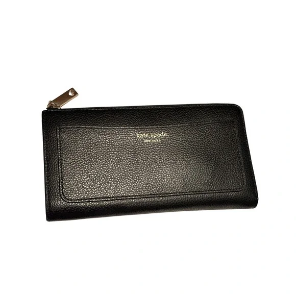 Kate Spade New York‎ Black Pebbled Leather Zip Wallet