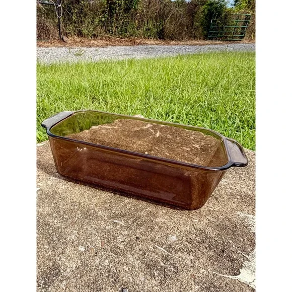 Pyrex Visions Amber Glass Loaf Pan 1.5qt 213-B Brown Rectangular Baker Vintage