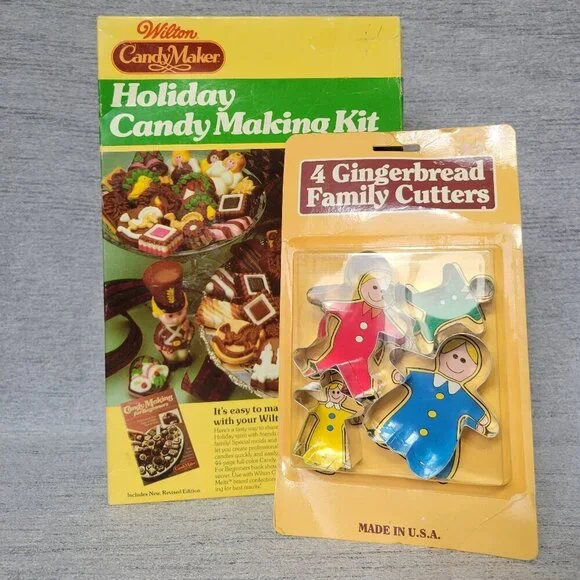 Vintage Wilton Candy Maker Holiday Candy Making Kit & Gingerbread Cookie Cutters