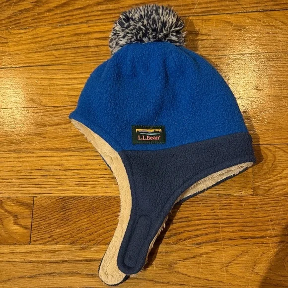 L.L. Bean Royal Blue Fleece Hat with Pom-Pom
