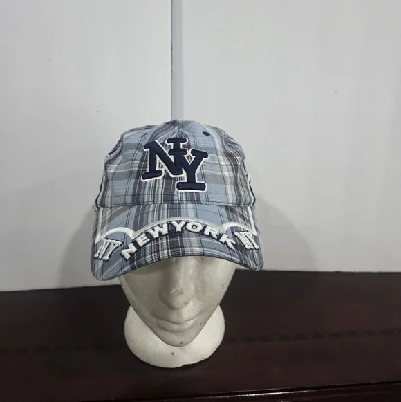 Plaid Boys Cap New York Print Adjustable