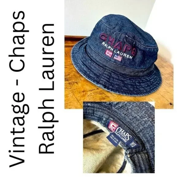 Vintage CHAPS Ralph Lauren Denim Bucket Hat Child O/S Preppy 90s