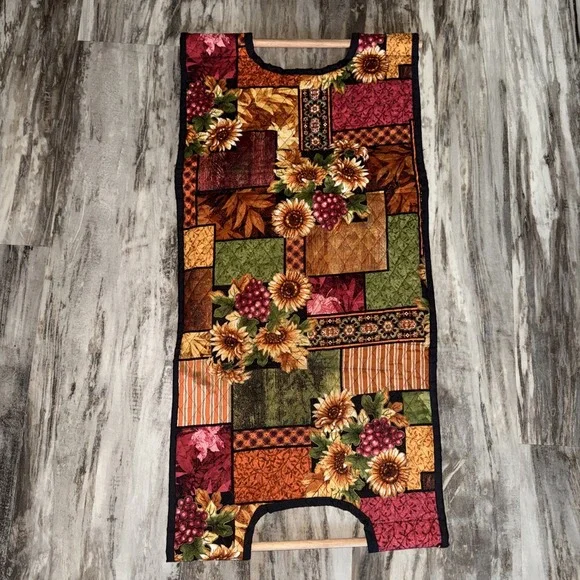 Handmade Quilted Casserole Dish Carrier Handles  Utensil Pocket Floral Orange