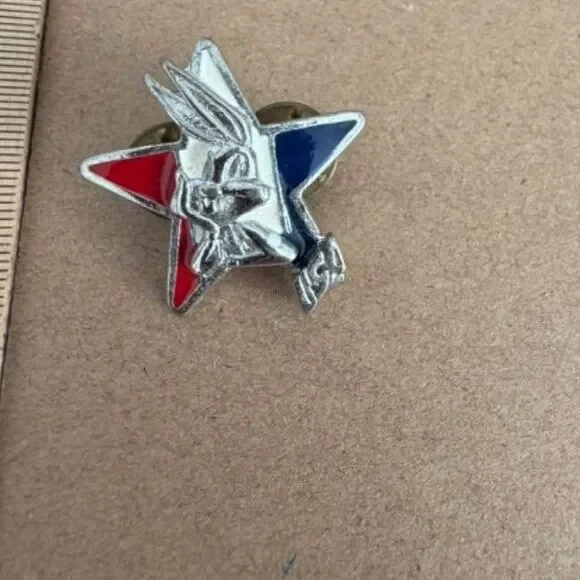 Bugs Bunny star lapel pin red white and blue enamel Warner bros