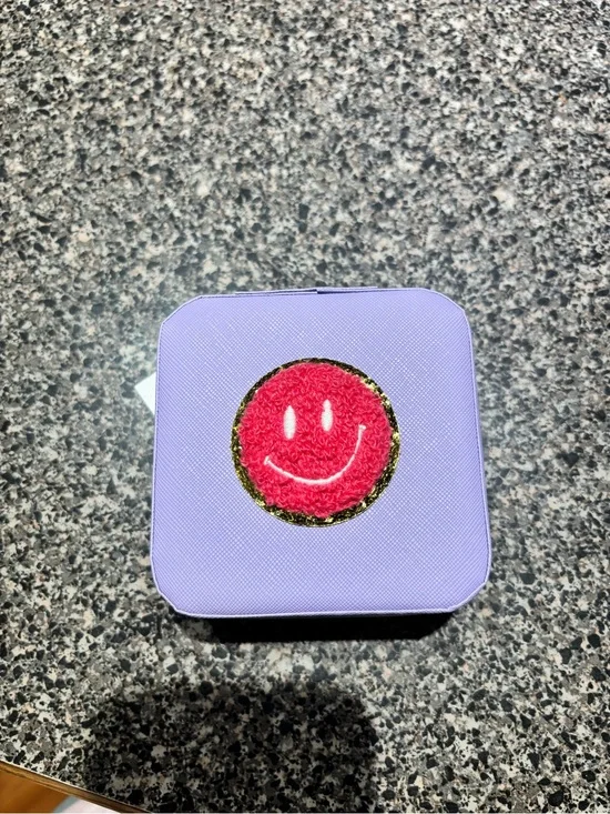 Lavender Jewelry Box with Pink Smiley Patch