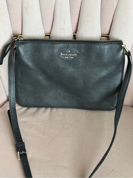 Kate Spade ♠️ Jackson Triple Gusset Black Leather Crossbody
