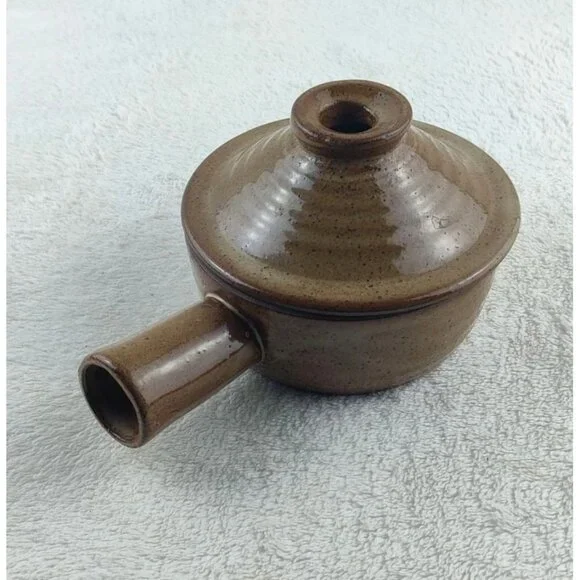 Bean Pot Stoneware Baking Bowl Vented Lid Pottery Handmade Bakeware Soup Chowder