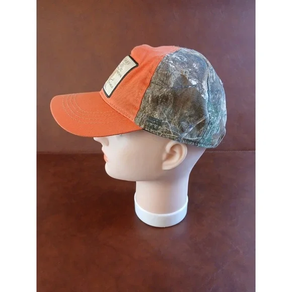 Realtree Childs Hunting Unstructured Baseball‎ Cap Hat Orange Camo Patch #1600