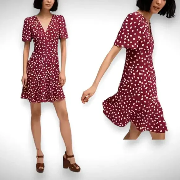 Kate Spade Mallow Crepe‎ Polka Dot Swing Mini Dress Size 00 Romantic Whimsigoth