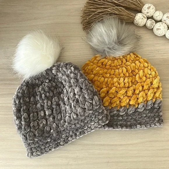 Velvet Plush Crochet Beanies