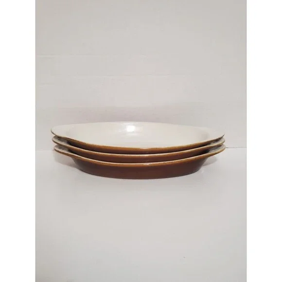 Chefsware USA 75 Brown Au Gratin Oval Baking Dish Set of 3 HF Coors Vtg MCM