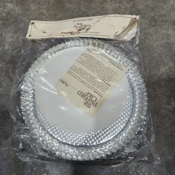 Pampered Chef Flan Pan Set/Two 10 Inch Pans With Instructions/New Sealed