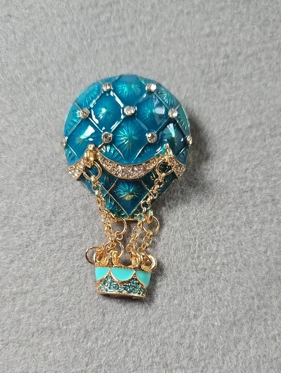 Turquoise Hot Air Balloon Brooch