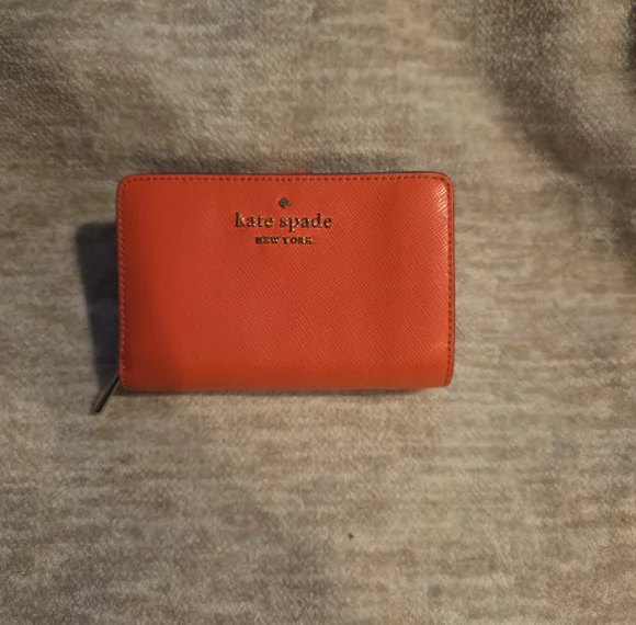 kate spade Orange Saffiano Zip Wallet
