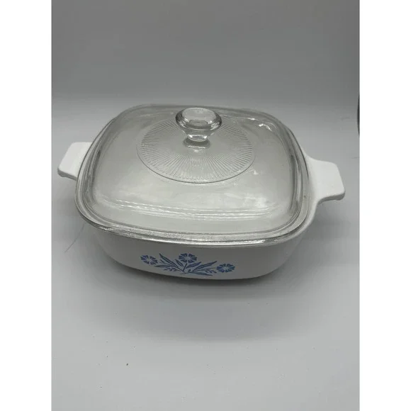 Corning Ware Casserole Dish Blue Cornflower White Square 1.5 Qt P-1 1/2-B