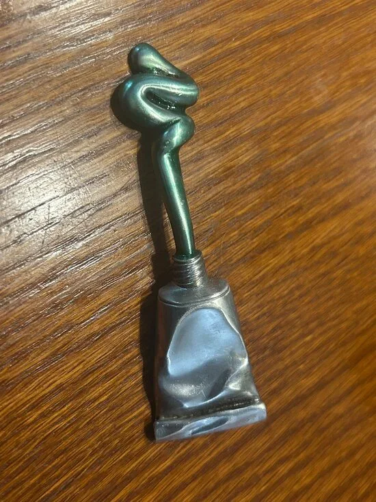 Vintage Pewter and Green Paint Tube Pin