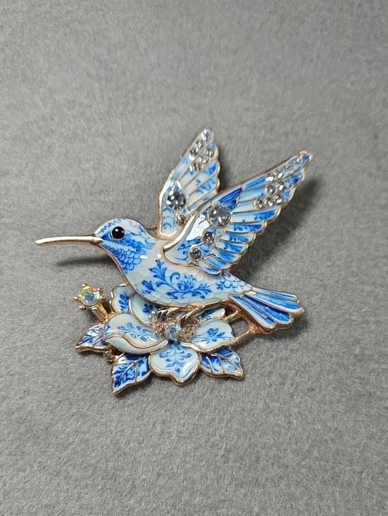 Blue Hummingbird Enamel Pin Brooch