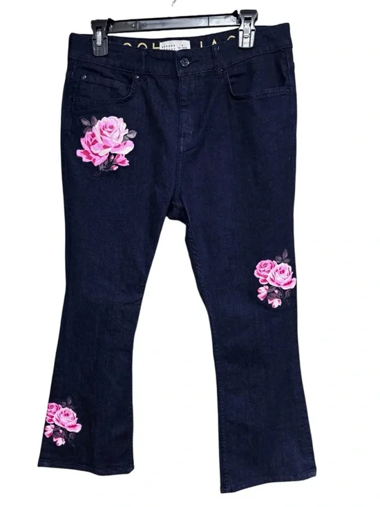 Kate Spade Broome Street Dark Wash Jeans Rose Kick Flare Cropped‎ 30x24