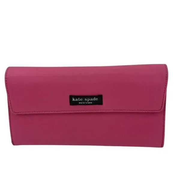 VTG Kate Spade Bubblegum Pink Foldover Clutch Wallet Barbiecore Card Money Y2K