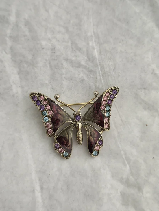 Butterfly Crystal Pin Brooch - Multicolor