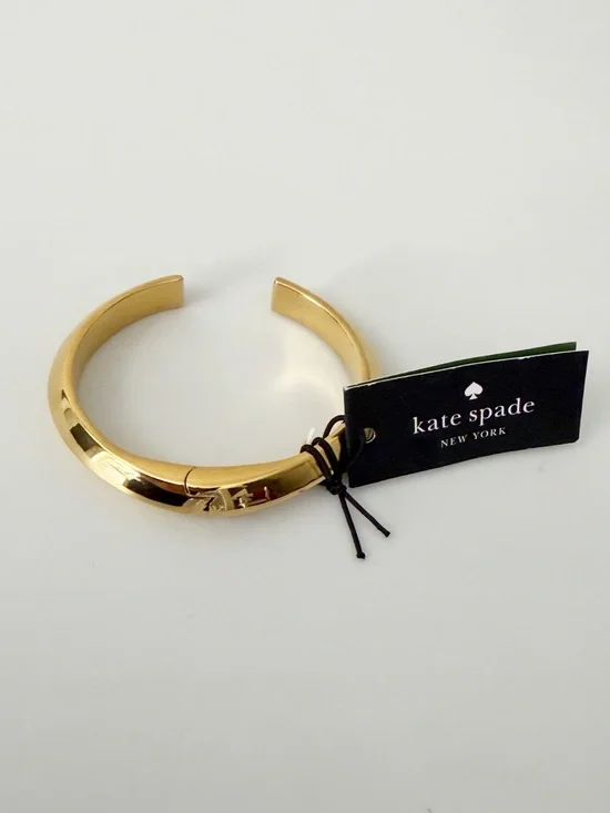 Kate Spade Raise The Bar Gold Tone Hinge Bracelet Bangle Cuff NWT