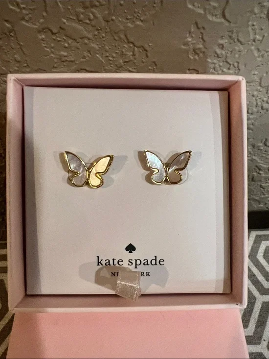 kate spade Gold Butterfly Mother-of-Pearl Stud Earrings