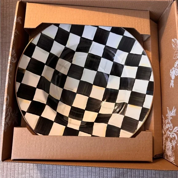 MacKenzie-Childs Black and White Checkered Ceramic Charger