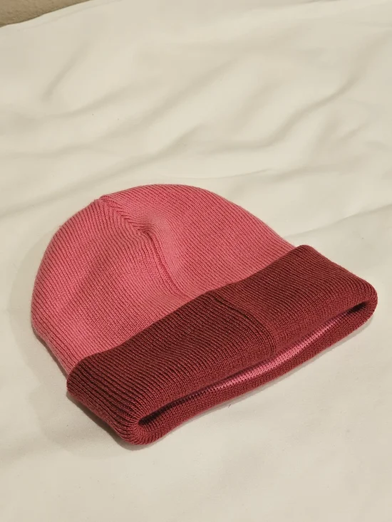 Two-Tone Kids Pink Knit Beanie