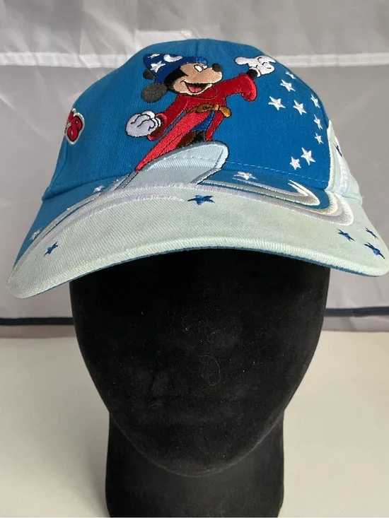 Disney Parks Youth Fantasia Mickey Mourse Sorcerers Hook And Loop Strap Hat Cap