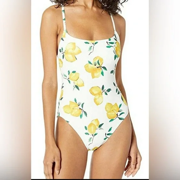 Kate Spade White and Yellow Floral One Piece Swimsuit