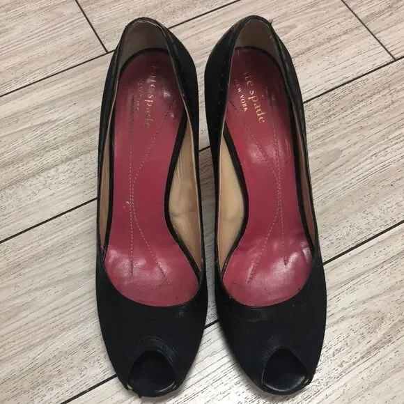 Kate Spade peep toe black pumps. Made in Italy 7.5