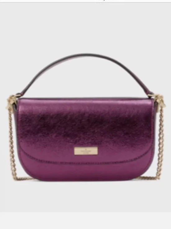Kate Spade New York krista metallic chain flap crossbody bag