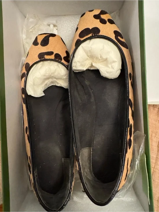 kate spade ♠️ “Frisky” chic Leopard print calfskin satin flats