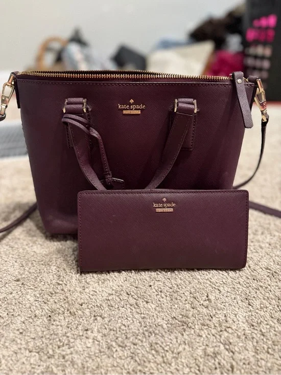 kate spade Plum Saffiano Leather Tote with Matching Wallet
