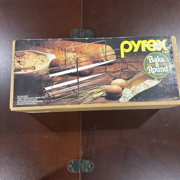 Vintage Pyrex Bake-A-Round Glass Bread Baking Tube & Rack Corning 14