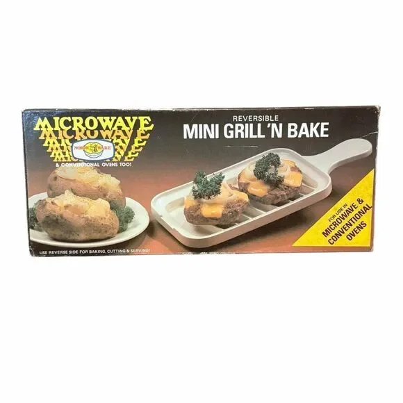 Vintage Nordic Ware Microwave Mini Grill N Bake Reversible Pan w Box Instruction